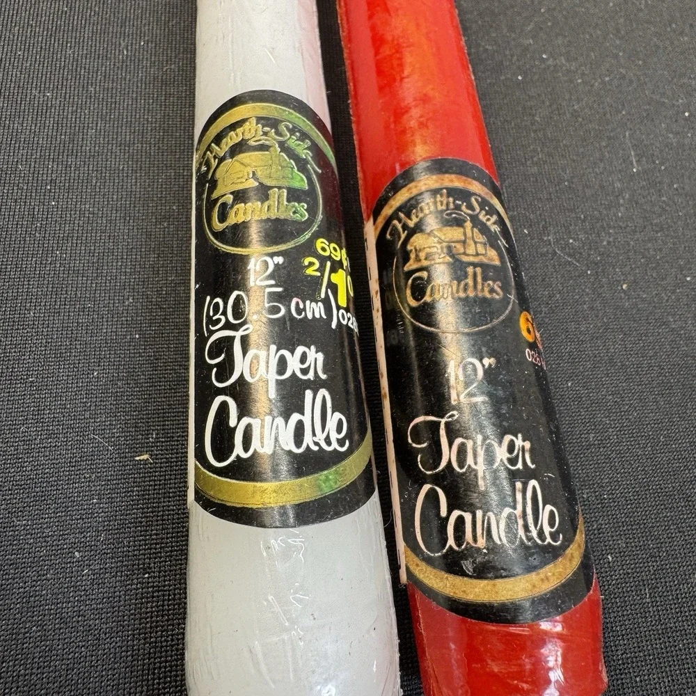 Red & White Hearth‎ Side Taper Candles